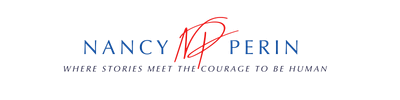 Logo for Nancy Perin: Where Stories Meet the Courage to Be Human with stylized initials.